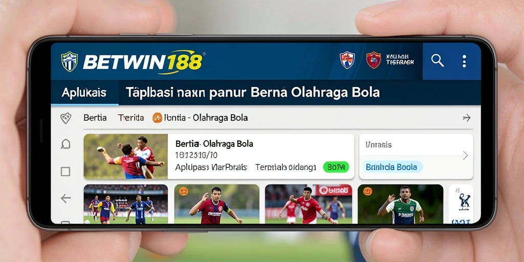 Tampilan antarmuka aplikasi BETWIN188 dengan berita olahraga bola terbaru.