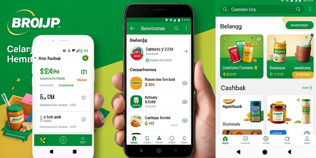 Tampilan antarmuka aplikasi Cashback yang menarik dan sederhana.