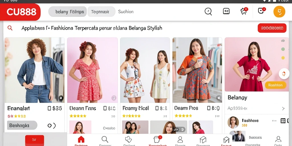 Screenshot utama CU888 menampilkan antarmuka belanja Fashion yang menarik.