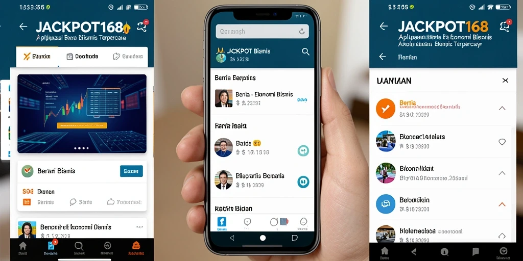Screenshot antarmuka aplikasi JACKPOT168 menunjukkan berita ekonomi terkini.