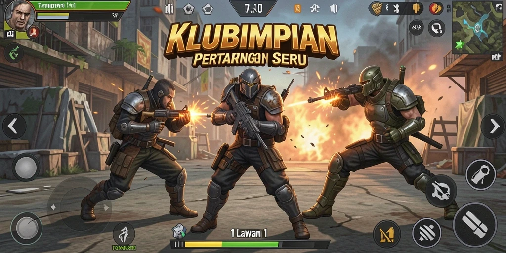 Antarmuka permainan Tempur 1 Lawan 1 yang memukau.