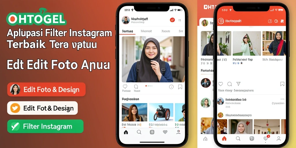 Tampilan antarmuka OHTOGEL untuk pengeditan foto dengan filter Instagram.
