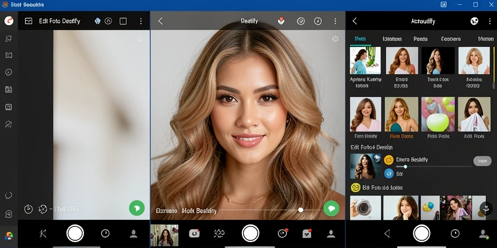 Screenshot utama X168 dengan antarmuka Kamera Beautify yang menarik dan fungsional.